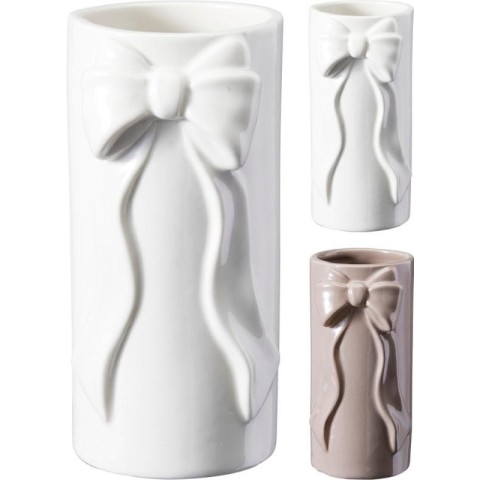 VASO CERAMICA CILINDRICO FIOCCO RILIEVO H.15